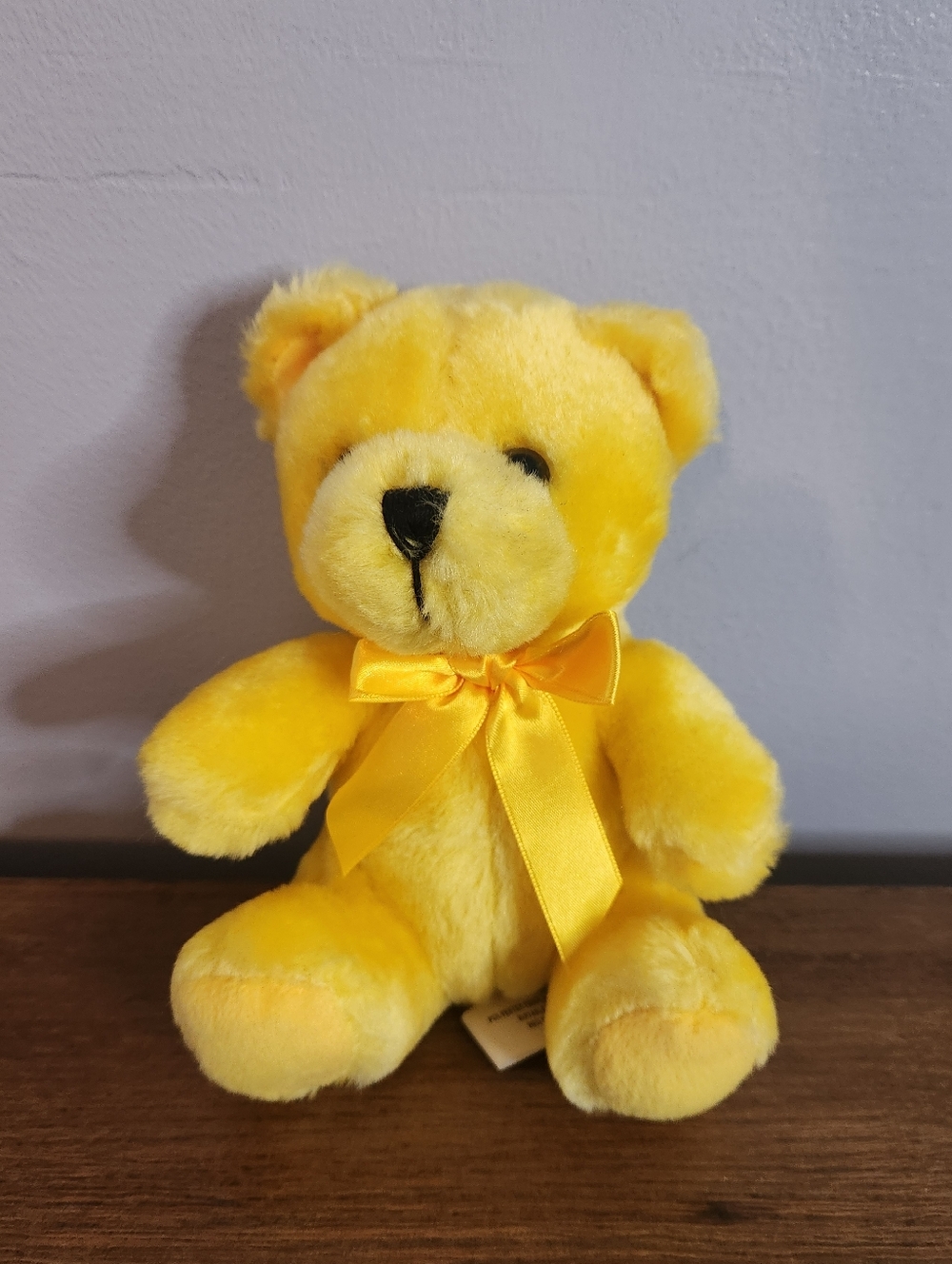 Burton + Burton Bright Yellow Plush Teddy Bear with Satin Bow 2005 Polyester
